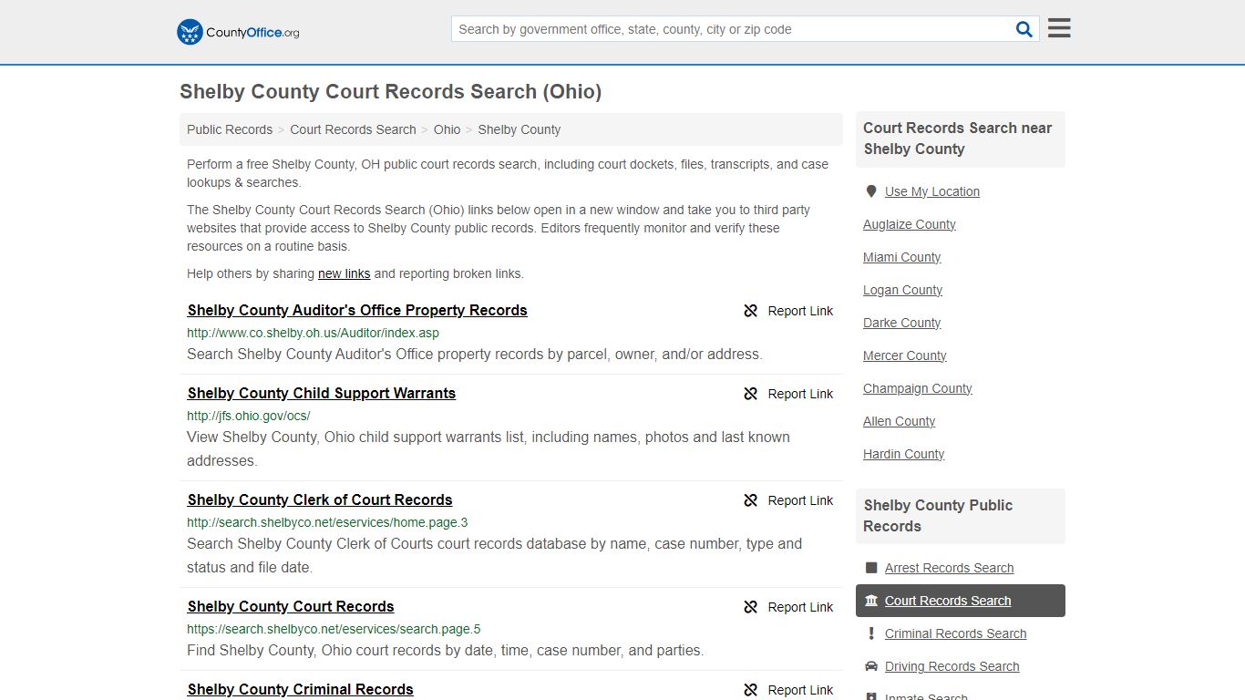 Shelby County Court Records Search (Ohio) - County Office